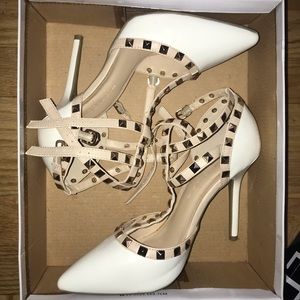 White Studded Heels